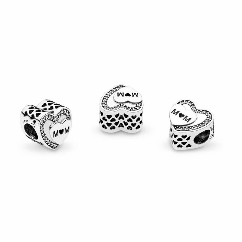 Pandora Tribute To Mom Charm Ireland - Sterling Silver/Cubic Zirconia - 185204XUY